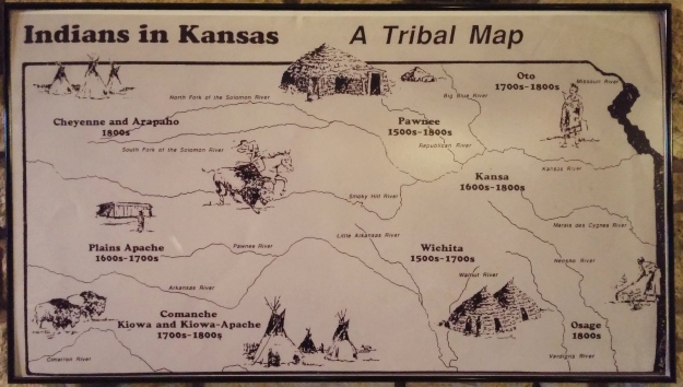 A map of the earliest tribes to live in the area now called Kansas.